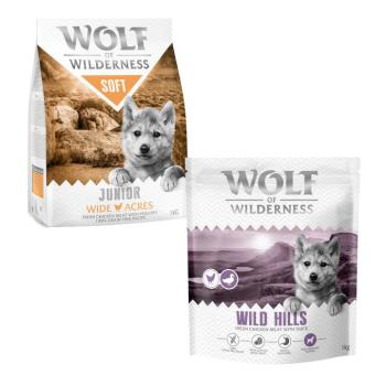 2x1kg Wolf of Wilderness Junior száraz kutyatáp vegyes próbacsomag - Mix II: Soft csirke & kacsa (új recept) kép