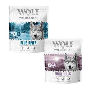 2x1kg Wolf of Wilderness - vegyes próbacsomag száraz kutyatáp - Adult ''Blue River'' lazac & Adult "Wild Hills" kacsa kép