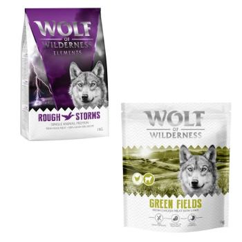 2x1kg Wolf of Wilderness - vegyes próbacsomag száraz kutyatáp - Adult "Green Fields" bárány & Sensitiv "Rough Storms" kacsa kép