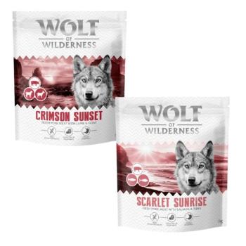 2x1kg Wolf of Wilderness - vegyes próbacsomag száraz kutyatáp - "Scarlet Sunrise" lazac & tonhal & "Crimson Sunset" bárány & kecske kép