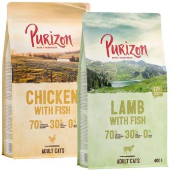 2x400g Purizon száraz macskatáp vegyes próbacsomagban-Bárány & hal +csirke & hal kép