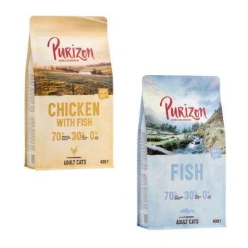 2x400g Purizon száraz macskatáp vegyes próbacsomagban - Csirke & hal + hal kép