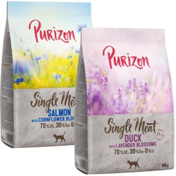 2x400g Purizon száraz macskatáp vegyes próbacsomagban- Single Meat kacsa & levendulavirág + lazac & búzavirág kép
