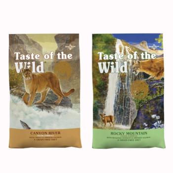 2x6,6kg Taste of the Wild száraz macskatáp- Canyon River Feline & Rocky Mountain Feline