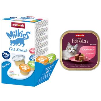 32x100g animonda vom Feinsten pulykaszív nedves macskatáp+ 20x15g Milkies macskasnack kép