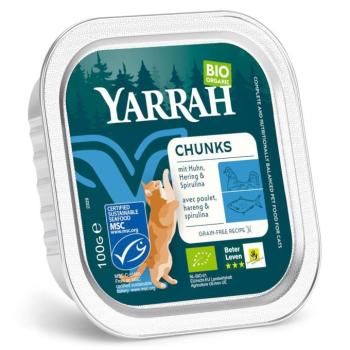 32x100g Yarrah Bio Chunk Bio csirke, hering & bio spriulina snedves macskatáp kép