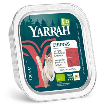 32x100g Yarrah Bio Chunks Bio csirke, bio marha bio petrezselyem & bio kakukkfű nedves macskatáp kép
