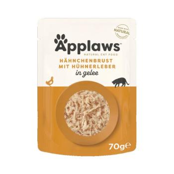 32x70g Applaws aszpikban, csirke&máj, tasakban gazdaságos csomag nedves macskatáp kép