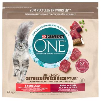 3x1,1kg PURINA ONE Grain Free Sterilized marha száraz macskatáp kép