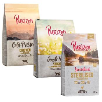 3x2,5kg Purizon száraz macskatáp-Sterilised csirke & hal + Single Meast csirke + Cold Pressed csirke kép