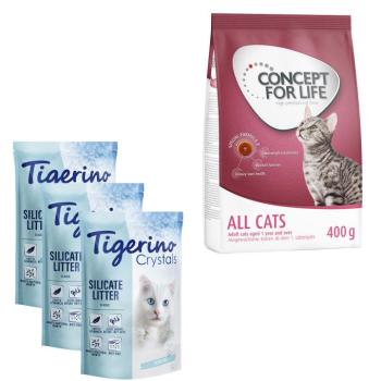 3x5l Tigerino macskaalom + 400g Concept for Life All Cats száraz macskatáp