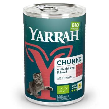 405g Yarrah Bio falatok bio csirke, bio marha szószban nedves macskatáp kép