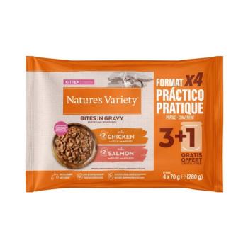 44x70g Nature's Variety Kitten Bites Csirke & lazac szószban nedves macskatáp kép
