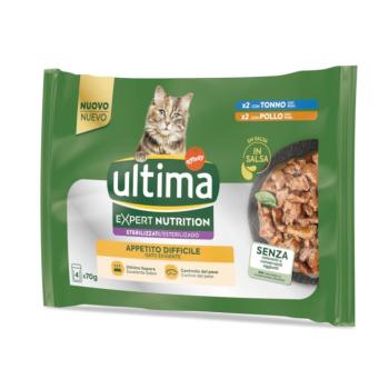 44x70g Ultima Cat Expert Nutrition Difficult Appetite tonhal & csirke nedves macskatáp
