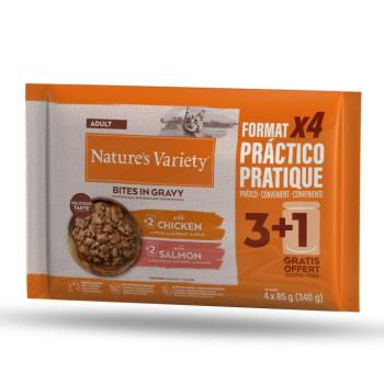 44x85g Nature's Variety Bites Adult csirke & lazac szószban nedves macskatáp kép