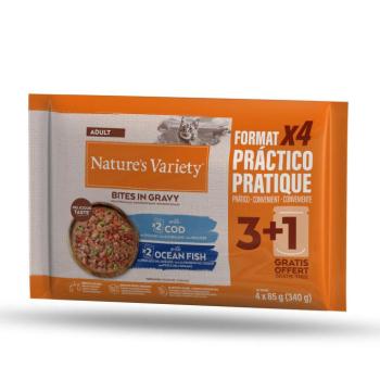44x85g Nature's Variety Bites Adult tőkehal & tengeri hal szószban nedves macskatáp kép