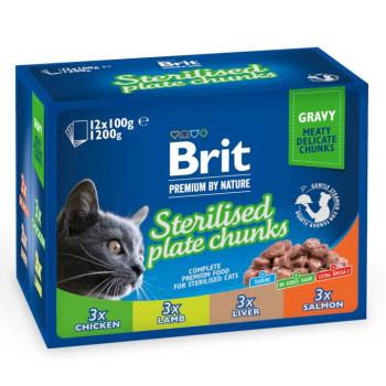 48x100g Brit Premium Cat Sterilised Plate nedves macskatáp kép