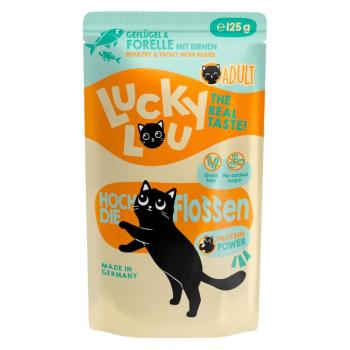 48x125g Lucky Lou Adult Szárnyas & pisztráng nedves macskatáp kép