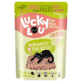 48x70g Lucky Lou Extra Food tonhal & garnélarák aszpikban nedves macskatáp kép