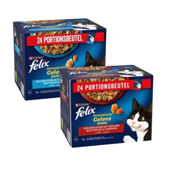 48x85g Felix Sensations aszpikban vegyes csomag nedves macskatáp