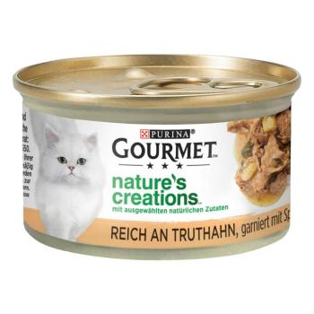 48x85g Gourmet Nature"s Creations Grilled pulyka & spenót nedves macskatáp 3+1 ingyen