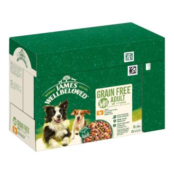 48x90g James Wellbeloved Adult Dog Hypoallergenic pulyka zöldséggel szószban nedves kutyatáp