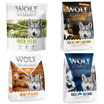 4x1kg Wolf of Wilderness - vegyes próbacsomag száraz kutyatáp - "Kedvenc mix": bárány, Vast Oceans, Soft csirke, Elements-marha kép
