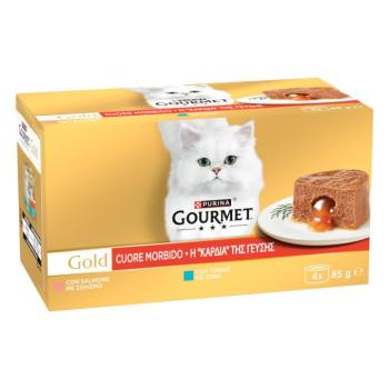 4x85g Gourmet Gold Melting Heart nedves macskatáp 2 halas változattal kép