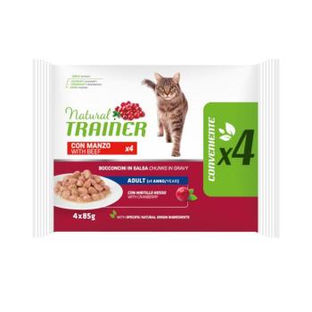 4x85g Natural Trainer Adult csirke nedves macskatáp Marha kép