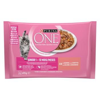 4x85g PURINA ONE Junior Lazac & sárgarépa nedves macskatáp kép