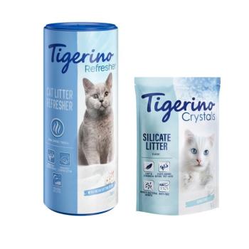 5 l Tigerino Crystals Fresh macskaalom + 700 g Tigerino Refresher friss illat szagtalanító alomhoz kép
