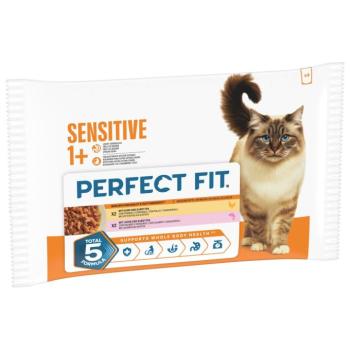 52x85g Perfect Fit Sensitive Csirke & lazac nedves macskatáp kép