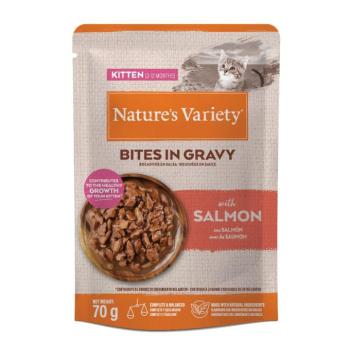56x70g Nature's Variety Kitten Bites Lazac szószban nedves macskatáp kép