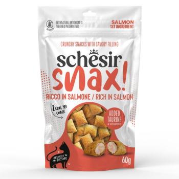 60g Schesir Snax! lazac töltött párnák étrend-kiegészítő eledel macskának kép