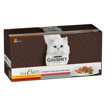 60x85g Purina GOURMET A la Carte nedves macsklatáp megapack-konyhafönök receptjei (csirke, pisztráng, marha, tőkehal) kép