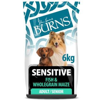 6kg Burns Adult & Senior Sensitive hal & teljes kiőrlésű kukorica száraz kutyatáp kép