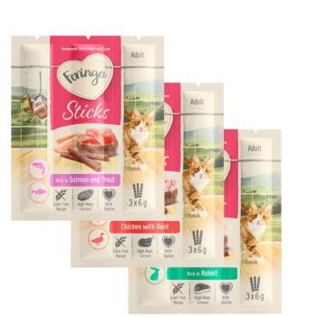 6x18g Feringa Sticks gazdaságos csomag macskasnack - 3-as vegyes csomag (csirke, lazac, nyúl) kép