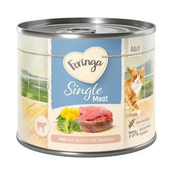 6x200g Feringa Single Meat Menü Borjú, brokkoli & pitypang nedves macskatáp kép