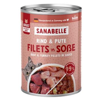 6x380g Sanabelle hús szószban marha & pulyka nedves macskatáp kép