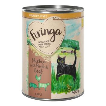 6x400g Feringa Country Style Menü - Csirke, marha, sertés nedves macskatáp kép