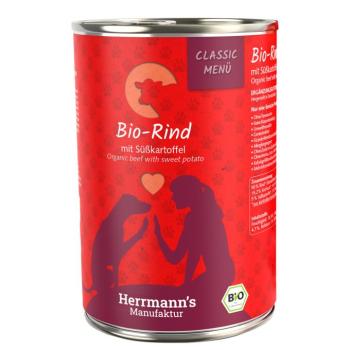 6x400g Hermann's Classic Menü bio marha & bio édesburgonyanedves kutyatáp kép