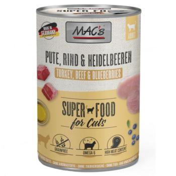 6x400g MAC´s Cat nedves macskatáp-Pulyka, marha & vörösáfonya