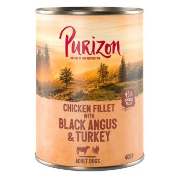 6x400g Purizon Adult nedves kutyatáp - Csirkefilé Black Angussal, pulykával, édesburgonyával és tőzegáfonyával kép