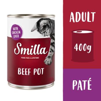 6x400g Smilla nedves macskatáp marhatál-marha & csirkemáj