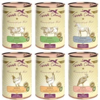 6x400g Terra Canis nedves kutyatáp Mix 4 változattal (marha, csirke, pulyka, ló)