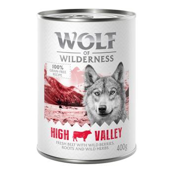 6x400g Wolf of Wilderness Adult Single protein Wild Hills nedves kutyatáp - High Valley marha kép