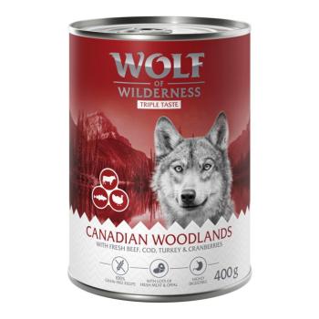 6x400g Wolf of Wilderness Adult 'Triple Taste' Canada - marha, pulyka, tőkehal nedves kutyatáp kép