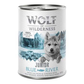 6x400g Wolf of Wilderness JUNIOR nedves kutyatáp - Blue River Junior - csirke & lazac kép