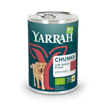 6x405g Yarrah Bio falatok bio marha, bio csalán & bio paradicsom nedves kutyatáp kép