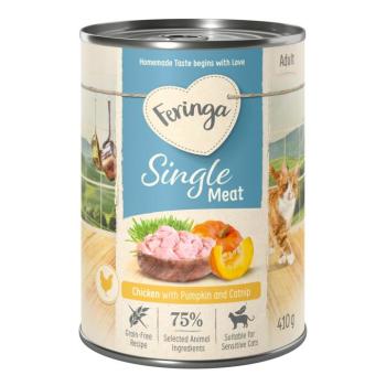 6x410g Feringa Single Meat Menü Csirke, tök & macskamenta nedves macskatáp kép